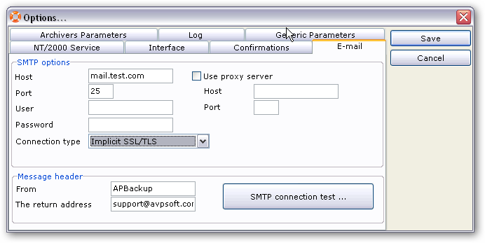 APBackup email ssl