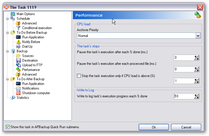 APBackup performance log